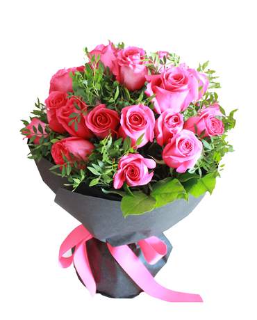 25 American Hot Pink Roses for Valentine's Day 情深的愛 （情人節花束）