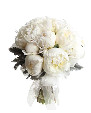 White Peony Wedding Bouquet 白牡丹花球