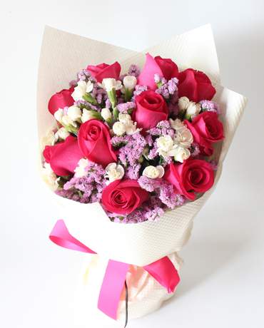 Petit Hot Pink rose bouquet 桃紅仙子