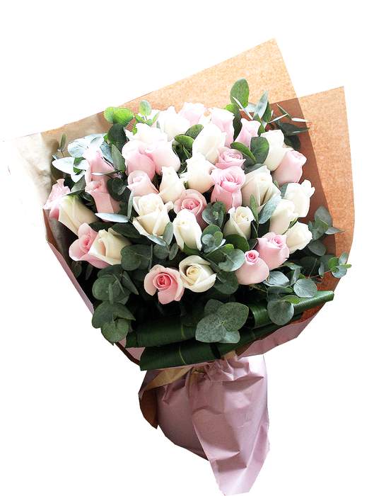 36 Pink and Cream roses